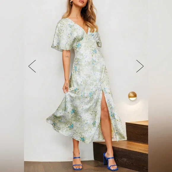 Hello Molly MUCH BETTER MIDI DRESS GREEN,Size S - Picture 1 of 4